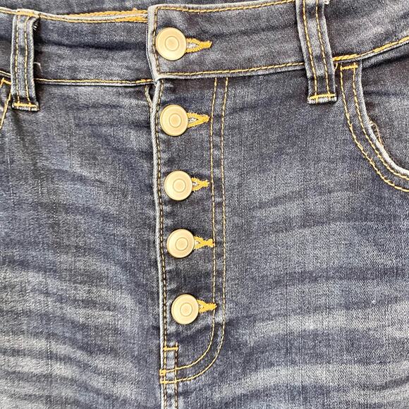 Celebrity Pink Blue Denim Stretch Distressed Button Skinny Ankle Jeans Size 13 - Picture 4 of 10